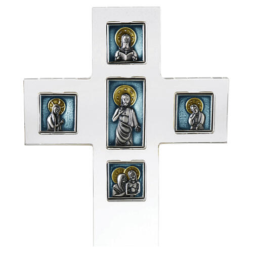 Croce in plexiglass bassorilievi colorati quadrati rettangolari placcato argento Pical Arte 2
