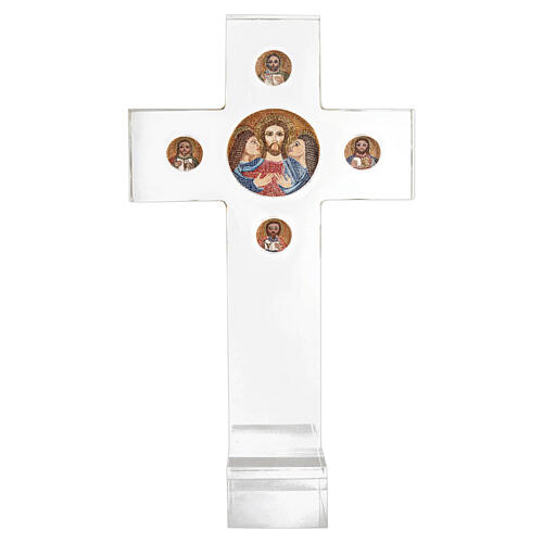 Plexiglass cross with circular mosaic iconography, Pical Arte 2