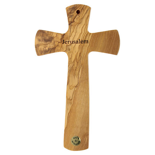 Holy Land olivewood wall crucifix with flared arms, 8.7x5.1x1.0 in 4