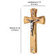 Crucifixo Terra Santa em madeira de oliveira para parede braços alargados 20x15 cm s3