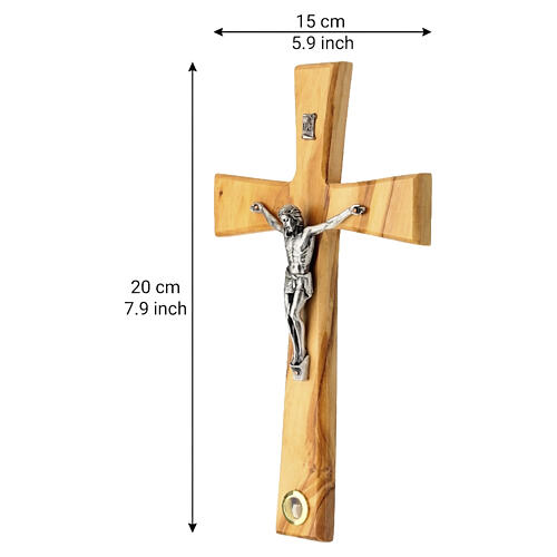 Croce ulivo Terrasanta da parete profilo lineare 20x15 cm 3