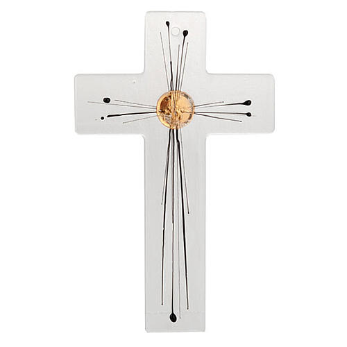 Crucifix moderne verre corps rayons 1