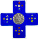 Kreuz mit Emmaus Abendmahl aus blauen Glas, Murano. s1