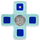 Cruz vidrio Murano turquesa rostro de Cristo s1