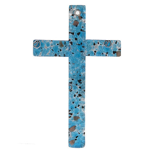 Kreuz aus Glas mit Silberfolie, Murano. 1