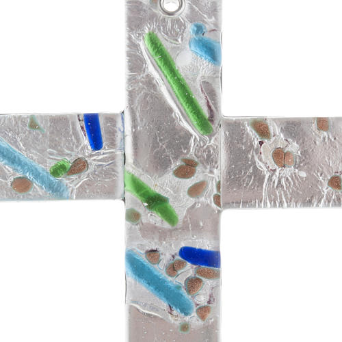 Kreuz aus Glas mit Silberfolie Harlekin Finish, Murano. 4