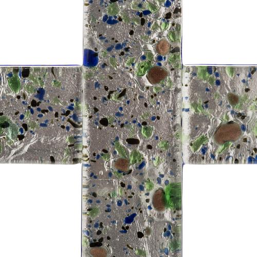 Kreuz aus Glas mit Silberfolie Harlekin Finish, Murano. 3