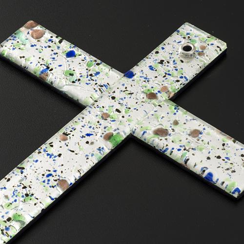 Kreuz aus Glas mit Silberfolie Harlekin Finish, Murano. 6