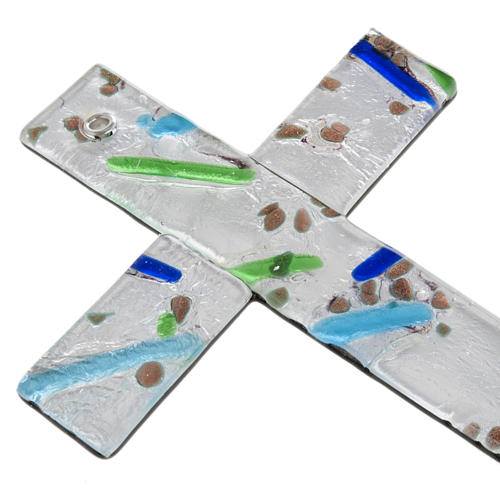 Kreuz aus Glas mit Silberfolie Harlekin Finish, Murano. 5