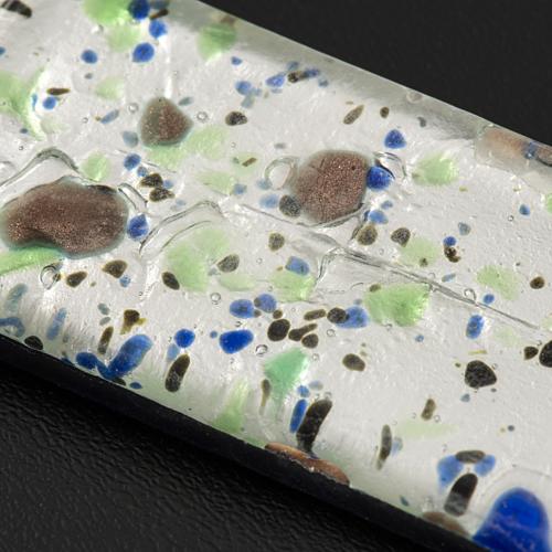 Kreuz aus Glas mit Silberfolie Harlekin Finish, Murano. 8