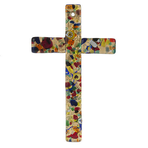 Kreuz aus Glas mit Blattgold, Murano. 1