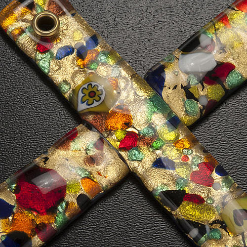 Kreuz aus Glas mit Blattgold, Murano. 2