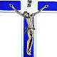 Crucifijo vidrio Murano azul cuerpo plateado s2