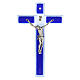 Crucifix verre Murano bleu Corps argenté s1