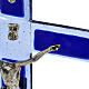 Crucifix verre Murano bleu Corps argenté s3