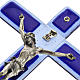 Crucifix verre Murano bleu Corps argenté s6