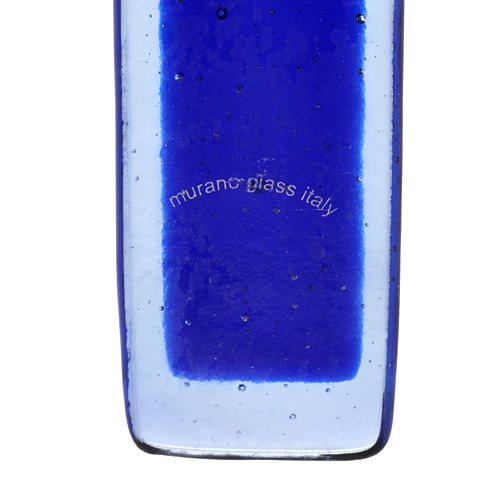 Crocefisso vetro Murano blu corpo argentato 4