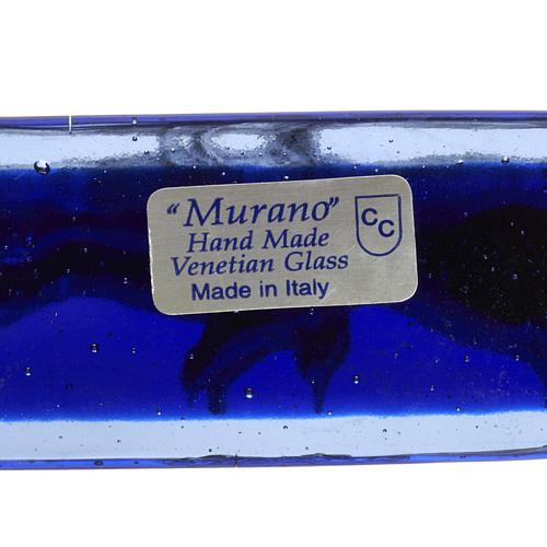 Krucyfiks szkło Murano niebieskie ciało Chrystusa posrebrzane 7