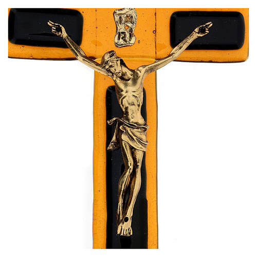 Crucifix in topaz glass with golden body 2