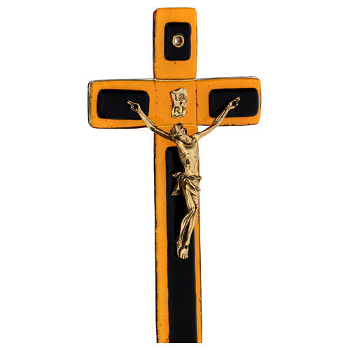 Crucifix verre topaze Corps doré 3