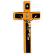 Crucifix verre topaze Corps doré s3