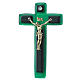 Kruzifix aus grünen Glas und Metall. s1