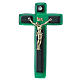 Crocefisso vetro verde corpo dorato s1