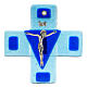 Crucifix verre turquoise 12x12 cm s1