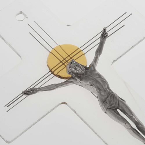 Modern crucifix in transparent glass with cross and metal 3