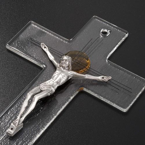 Modern crucifix in transparent glass with cross and metal 4