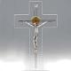 Modern crucifix in transparent glass with cross and metal s1