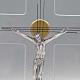 Modern crucifix in transparent glass with cross and metal s2