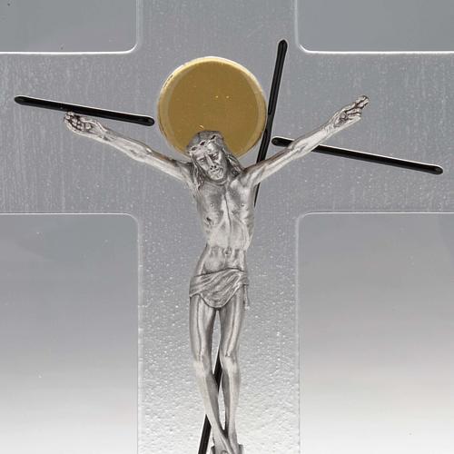 Crucifix modern stylisé verre transparent 2
