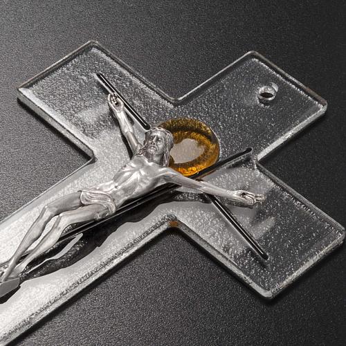 Crucifix modern stylisé verre transparent 3