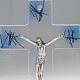 Modern crucifix in transparent glass with blue shades s2