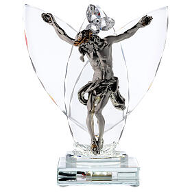 Crucifix in glass and laminated silver with light