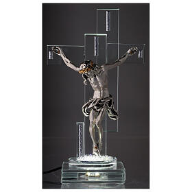 Crucifijo con lámpara cristal y cuerpo metal