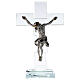 Modern crystal crucifix with metal body of Christ and light s1