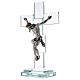 Modern crystal crucifix with metal body of Christ and light s3