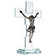 Modern crystal crucifix with metal body of Christ and light s4