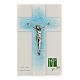 Modern crucifix in Murano glass with light blue shades 8x5 inc s2
