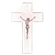 Crucifix en verre de Murano transparent avec nuances roses 20x15 cm s3