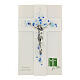 Crucifix en verre avec bulles bleues en relief 20x15 cm s2