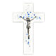 Modern crucifix in Murano glass with blue drops 8x5 inc s1