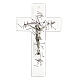 Crucifix moderne verre transparent avec décorations rayures noires 20x15 cm s1