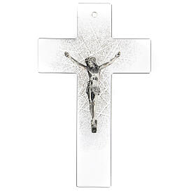 Crucifixo em vidro de Murano estilo moderno nuances de preto, 21,5x13,5 cm