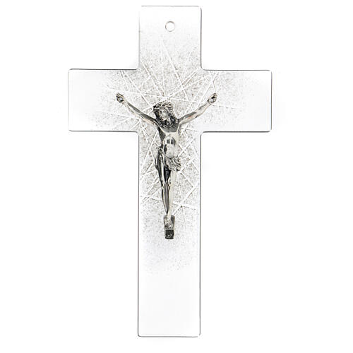 Crucifixo em vidro de Murano estilo moderno nuances de preto, 21,5x13,5 cm 1