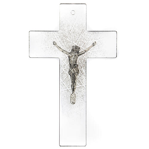 Crucifixo em vidro de Murano estilo moderno nuances de preto, 21,5x13,5 cm 3