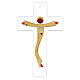 Crucifixo vidro de Murano corpo dourado estilizado 20x15 cm s1