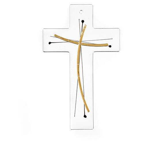 Crucifixo de parede vidro de Murano decorações ouro e preto 20x15 cm 1